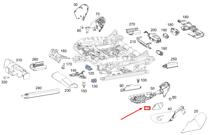 Cache de fixation de ceinture de sécurité avant extérieur pour MB GLE W167