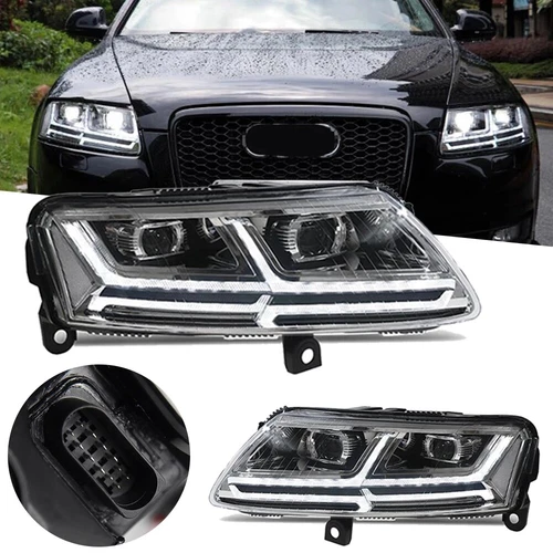 Headlights LED DRL Sequential Turn signal Lamps For Audi A6 A6L C6 S6 2004-2011 - Picture 1 of 9
