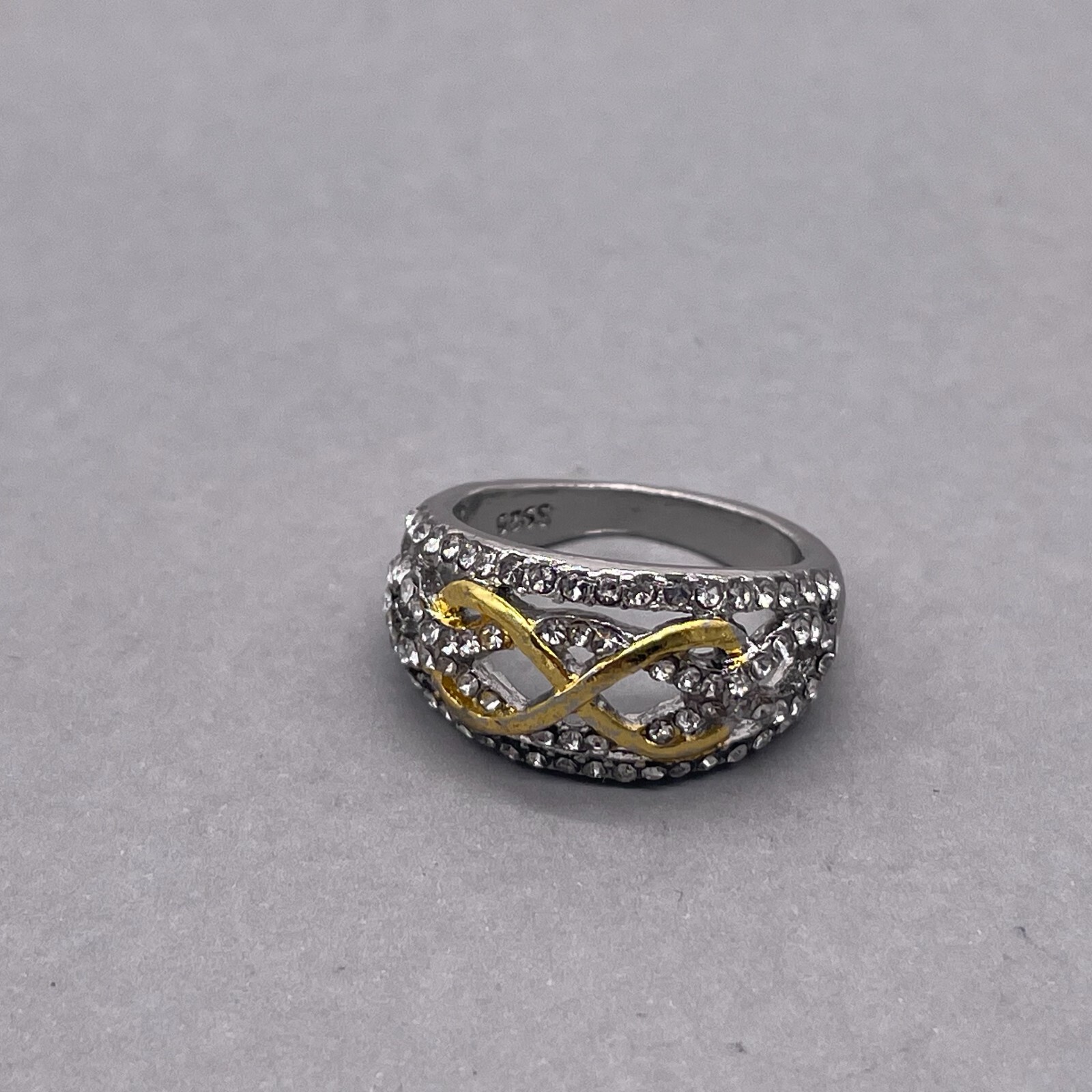 925 Sterling Silver Infinite Loop Rhinestone Crys… - image 2