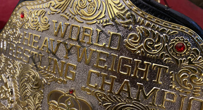 Crumrine 3D Texture Big Gold Championship Belt Dual Plates Tooling leather
