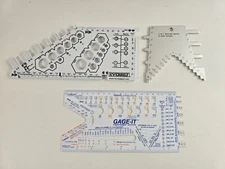3-Piece Workshop Gauge Lot – Everbilt Thread Checker, Router Depth & Saw Gauges