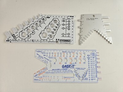3-Piece Workshop Gauge Lot   Everbilt Thread Checker, Router Depth & Saw Gauges