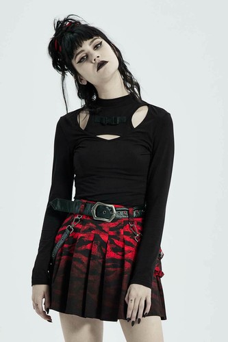 PUNK RAVE Dysfunctional Longsleeve Gothic Top Black Stretch Long Sleeve Shirt - Picture 4 of 11