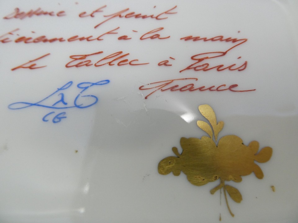 LE TALLEC FRENCH HAND PAINTED BUTTERFLIES LIDDED DISH TRINKET BOX