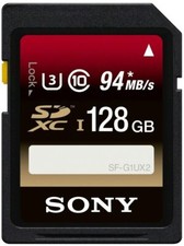 Sony 128GB Class 10 UHS-1U3 SDXC up to 94MBs Memory Card