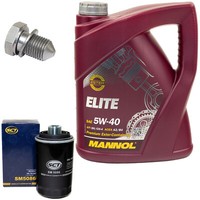 MotoröL Set 5W40 5 Liter + ÖLfilter Sm 5086 + Schraube FüR Audi Seat Skoda Vw