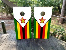 WATERPROOF  FADEPROOF Cornhole Board Wraps / African Zimbabwe Flag