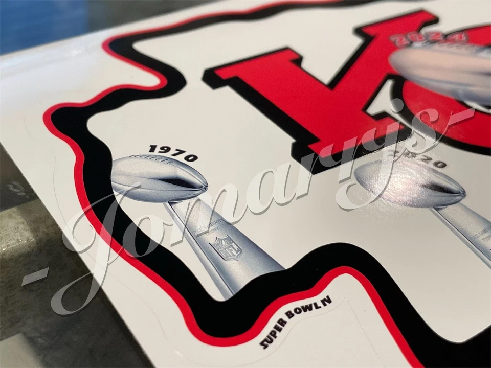 Calcomanía personalizada de los Kansas City Chiefs "Trofeos" 2024 Campeones NFL Super Bowl LVIII Foto 3 de 4