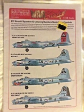 Kits World Decals KW148026 B17 Aircraft ID Squadron ID Lettering Numbers Symbols