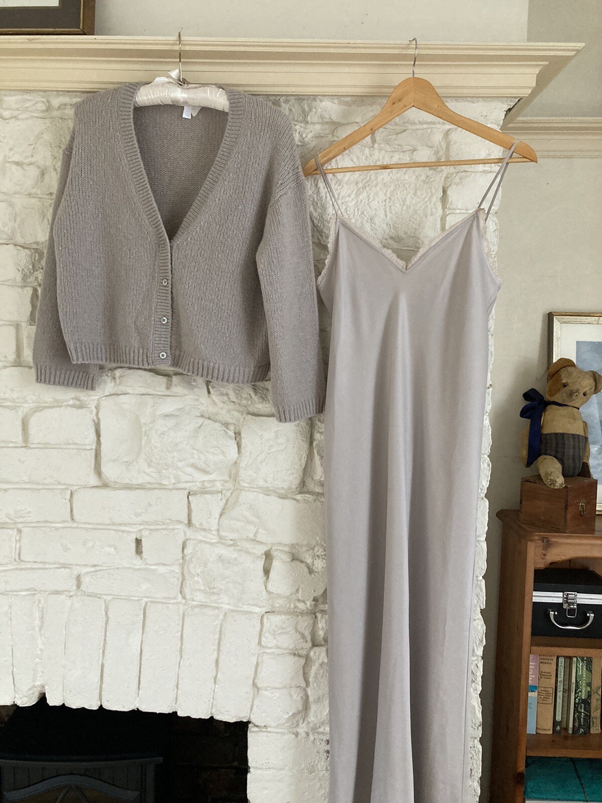 the white company dress size 12. Two Piece Satin Dress and Wool Cardigan. New. eBay