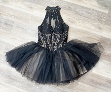 Sherri Hill Sz 12 Black Lace Beaded Bustier Tutu Ballerina Formal Dress Gown