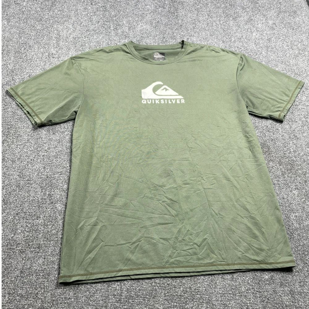 Quiksilver Men's Green Crew-Neck Logo UPF 50+ Protection T-Shirt Size L