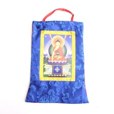 Shakyamuni Buddha Thangka With Silk Brocade Wall Hanging