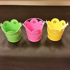 Teelichthalter Blumentopf Windlicht Kerzenhalter Dekoeimer Deko Metalleimer