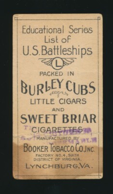 bookers cigarettes 1908 T39 Booker Tobacco BATTLESHIPS -U.S. BATTLESHIP RHODE ISLAND