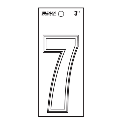 Hillman 3-In. White Matte Vinyl Die-Cut Sticker Thin Number 7 839696