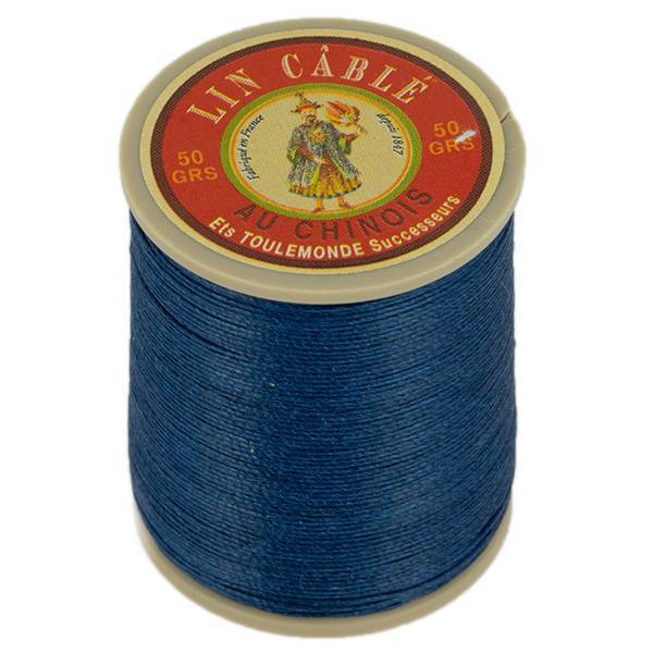 Fil de lin câblé glacé Au Chinois 332 bleu nuit couture point sellier
