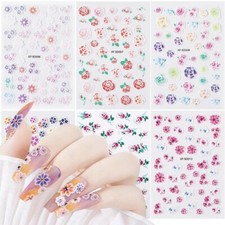 5D Flower Nail Art Stickers Ultra-thin Self-Adhesive Stickers Decals 6 Sheets