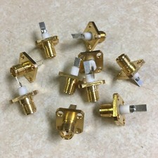 10 Pieces of SMA 4 Hole Flange Panel Mount Connector w/ Solder Tab
