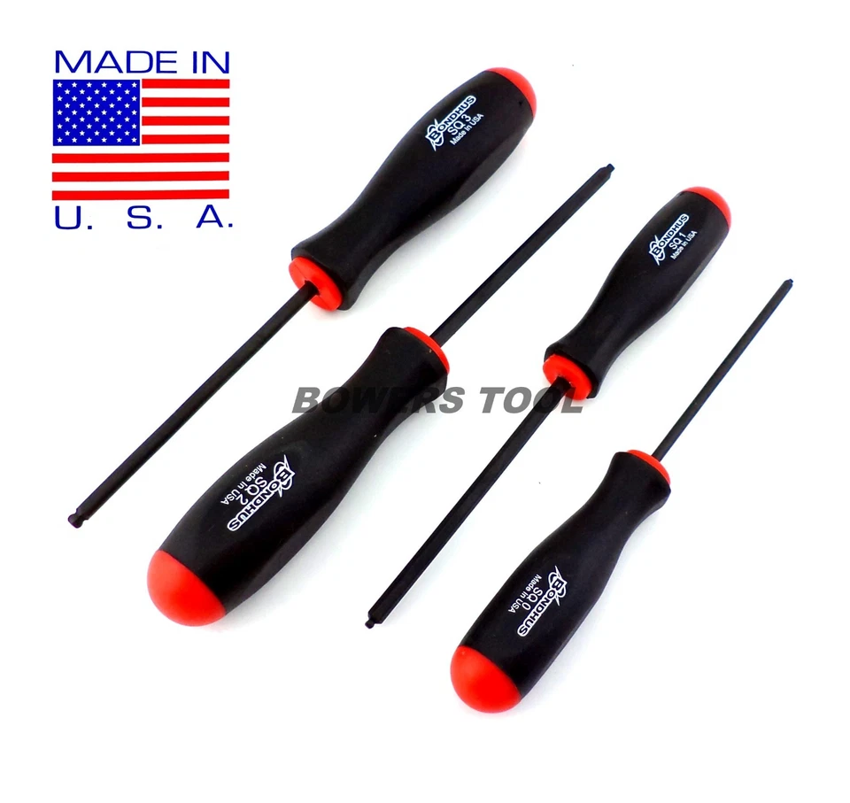 Bondhus 4pc Ball End Square Robertson Screwdriver Set SQ 0 1 2 3 USA MADE 11640 - Image 2 of 4