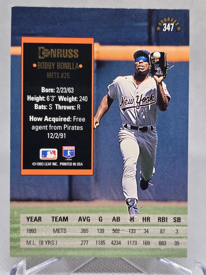 1994 Donruss #347 Bobby Bonilla - Image 2 of 2