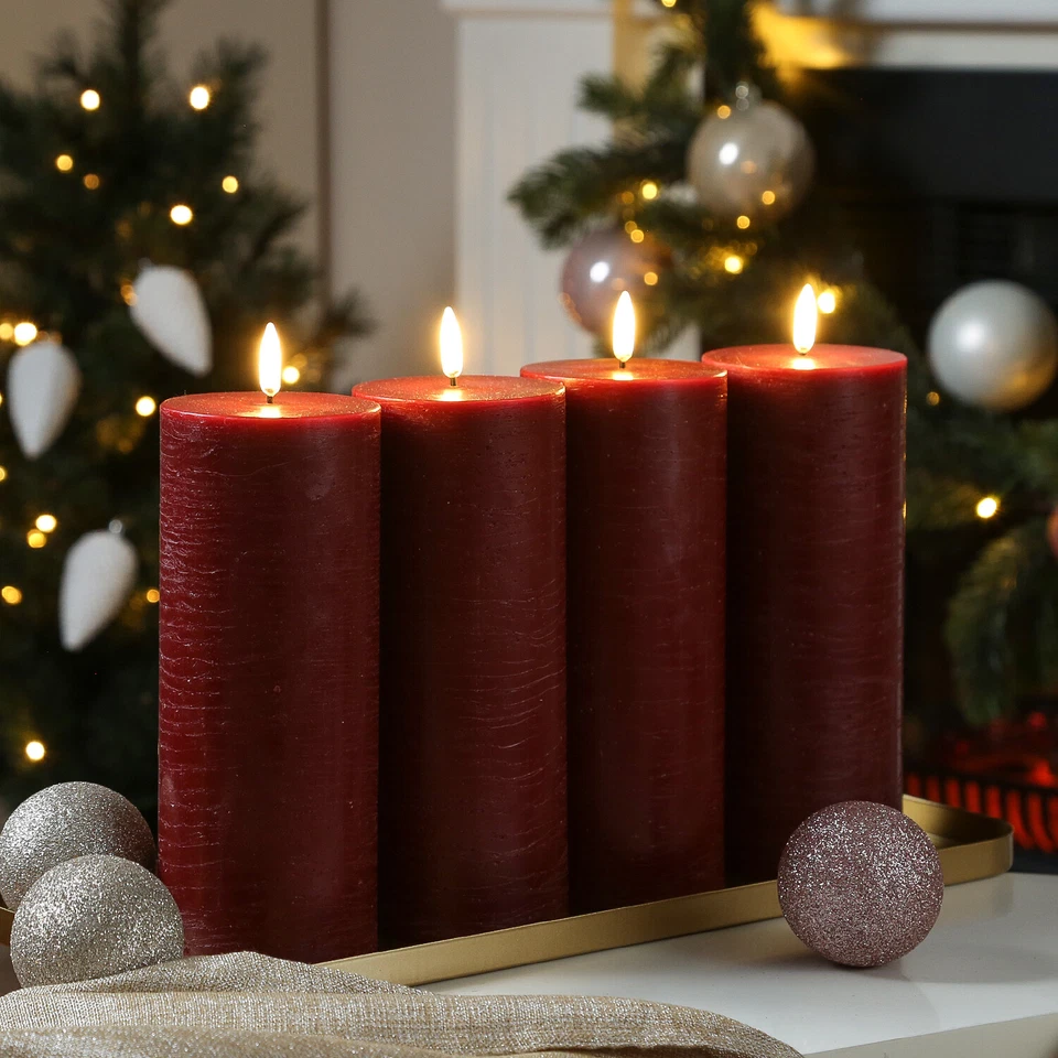 LED Kerzenset PIA Rustik-Optik Adventskerzen H:20cm mit Batterien/Fernb. 4er Set - Bild 3 von 4