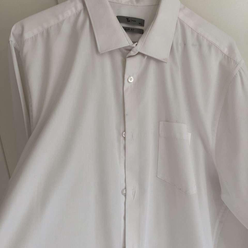 Long sleeved white shirt size 16.5" work formal men’s Tu sainsburys