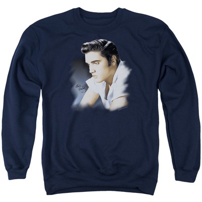 Elvis Presley Blue Profile Crewneck Sweatshirt Licensed Music King of Rock Navy