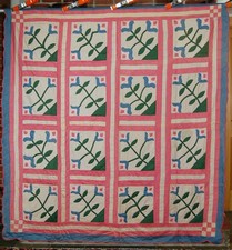 GORGEOUS Vintage 30's "Regal Lily" Applique Antique Quilt GREAT COLORS 
