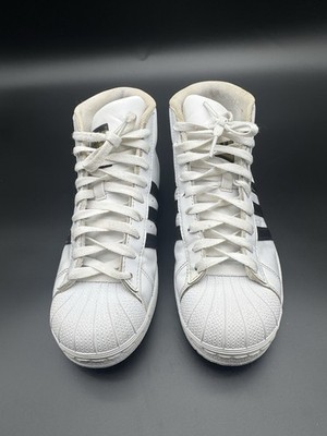 Adidas Men s Hi Tops  Pro Model Leather White & Black Size 6/ Women s Size 8