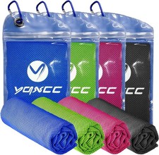 4 Pack Cooling Towels 47x12 - Blue Gray Red Green Microfiber Ice Cool Towel L