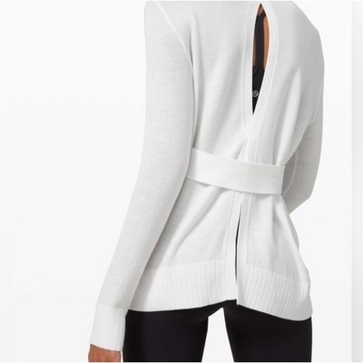 Lululemon Sincerely Yours Open Back Knit Sweater Long Sleeve Crew Neck Small