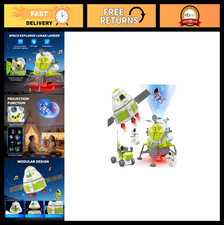 Space Rocket Ship Toy with Astronaut Figures, Glowing Sound Effects, STEM Gift f