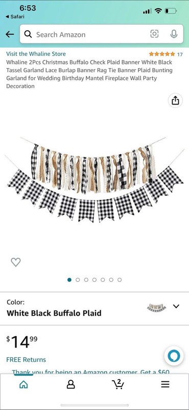 Whaline Buffalo Check Plaid Banner Garland Bunting Lace Burlap White Black Beige