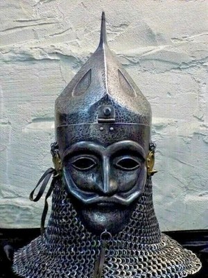 Slavic Cuman Kipchak Helmet Steel Mask Visor Ottoman Persian Warrior Helm...