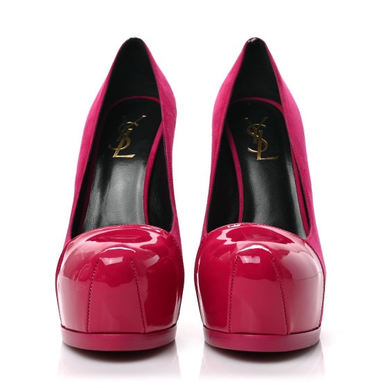 $995 YVES SAINT LAURENT DÉCOLLETÉ PLATFORM TRIBTOO 105 PELLE SCAMOSCIATA ROSA 39 5 9