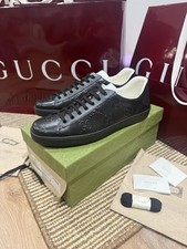 Gucci Men?s Calf Leather Ace Trainers Uk 14 Eu 48 GG Monogram 