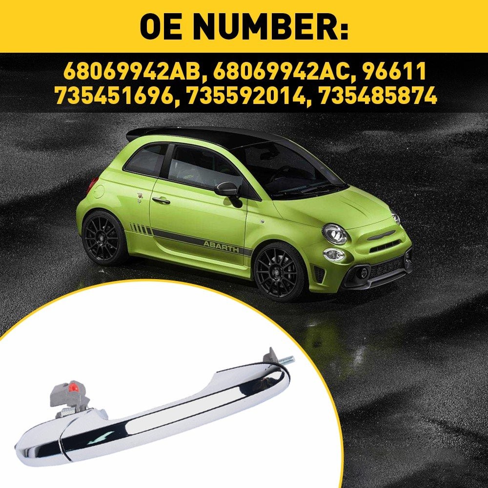 Front Exterior Chrome Outside Door for 500 Handle Fiat RH Passenger Side thumbnail 3