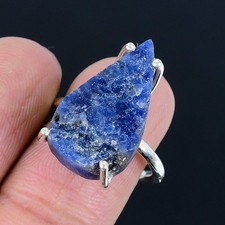 Ravishing Sodalite Rough Gemstone 925 Sterling Silver Jewelry Ring Size 7