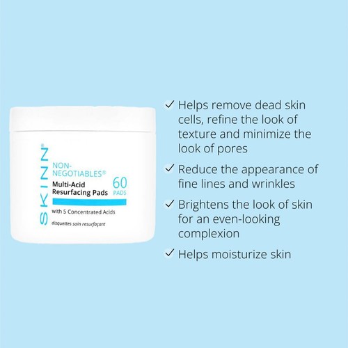 Skinn Cosmetics Multi-Acid Non-Negotiables Resurfacing Pads 60 Counts New - Picture 5 of 10