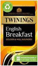 Twinings English Breakfast Black Tea Golden Well Rounded & Full Bodied 40 Biod 0.09 per strip
