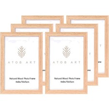 4x6 Picture Frame Set of 6, Made of Solid OAK Wood with Real Glass Front,4x6 ...
