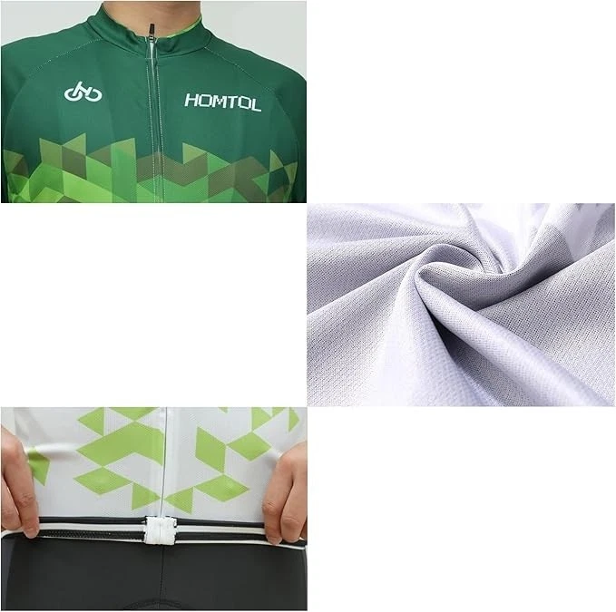 Ensemble de cyclisme pour homme Tenue de vélo avec insert en gel Vert XXL - Photo 2/4