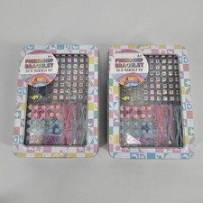 2 Friendship Bracelet DIY Kits w/ Alphabet Beads Strings Tin Set Ages 6