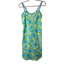 Lg Vtg Lilly Pulitzer Fish Print Mini Dress Blue Green Resortwear Beachy Coastal