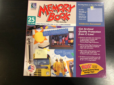C-Line Memory Book Page Protectors Scrapbook, Top Load 25ct 12x12 + Page Inserts