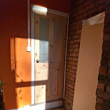 LPD Internal Knotty Pine 2P/2L Panel Glazed Door Unfinished (1)