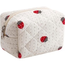 Featherweight Mini Quilted Makeup Bag Small Cosmetic Pouch with Zipper Lipstick