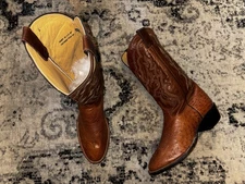 Tony Lama Mens Smooth Quill Ostrich Size 10.5 EE Boots O6081 COGNAC