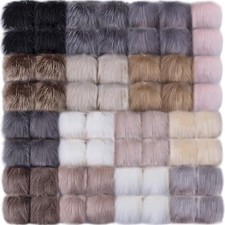 60 Pieces Fluffy Faux Fur Pom Pom for Hats with Elastic Loop for Soft Color